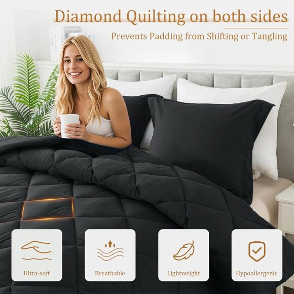 Queen Size Comforter Black  Set - Picture 6 of 9
